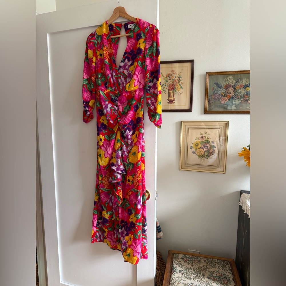 Floral Maxi Dress in Vibrant Pink and Yellow